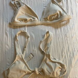 2 white bikini tops
